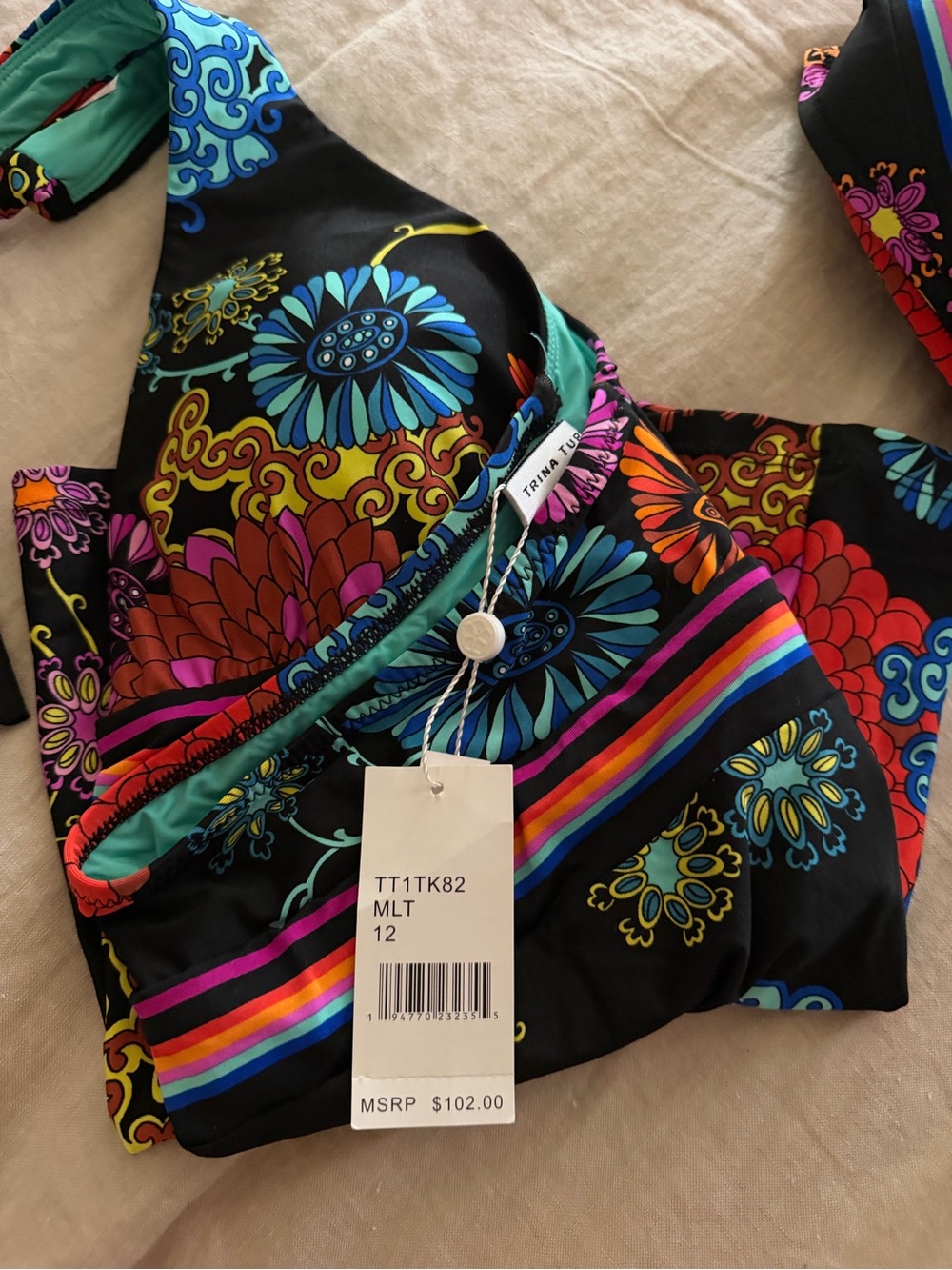 Trina Turk 3piece Electric Reef Swimwear Bundle w/bikini & tankini tops & bottom - Picture 9 of 9